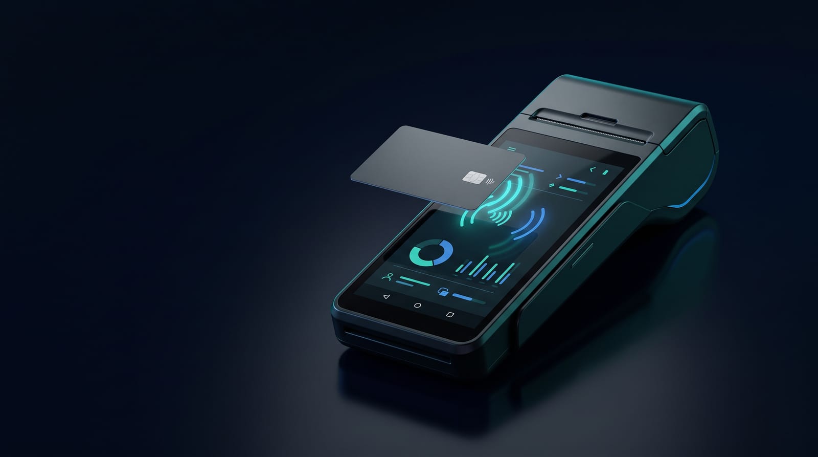 Payment terminal on a counter